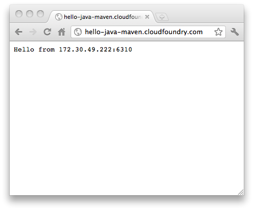 Screenshot of the deployed Cloud Foundry sample application